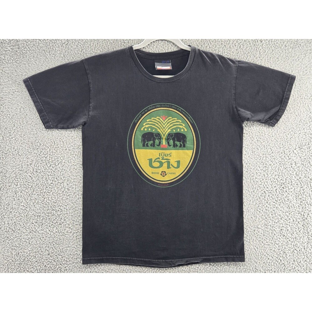 Vintage Beer Chang Shirt Mens XL Black Elephant Thai Beer Unfledged Graphic